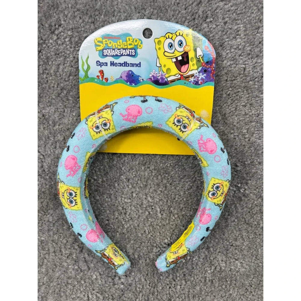 SpongeBob‎ SquarePants Kids Bath Set Bundle Spa Headband Sponge Shower Cap NWT
